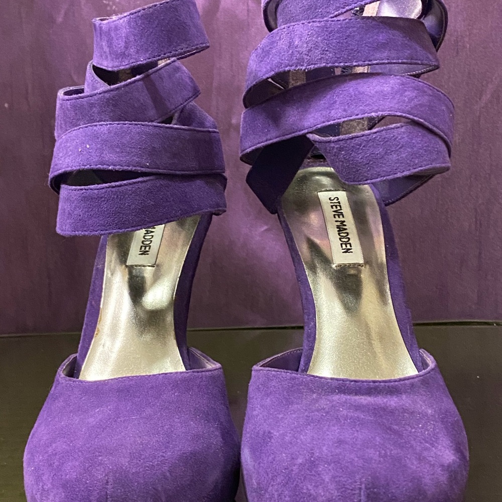 🌸 STEVE MADDEN PURPLE ANKLE STRAP Heels 5” BEAUTY
